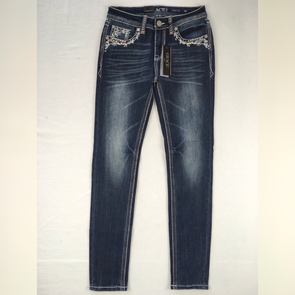 NWT GRACE IN LA JEANS Mid Rise Easy Skinny Jean - Picture 4 of 7